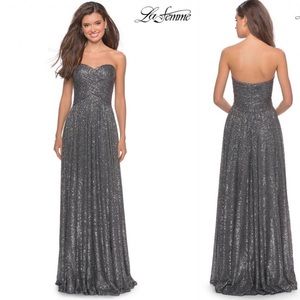 La Femme - Gunmetal Sequin Prom Dress Size 4